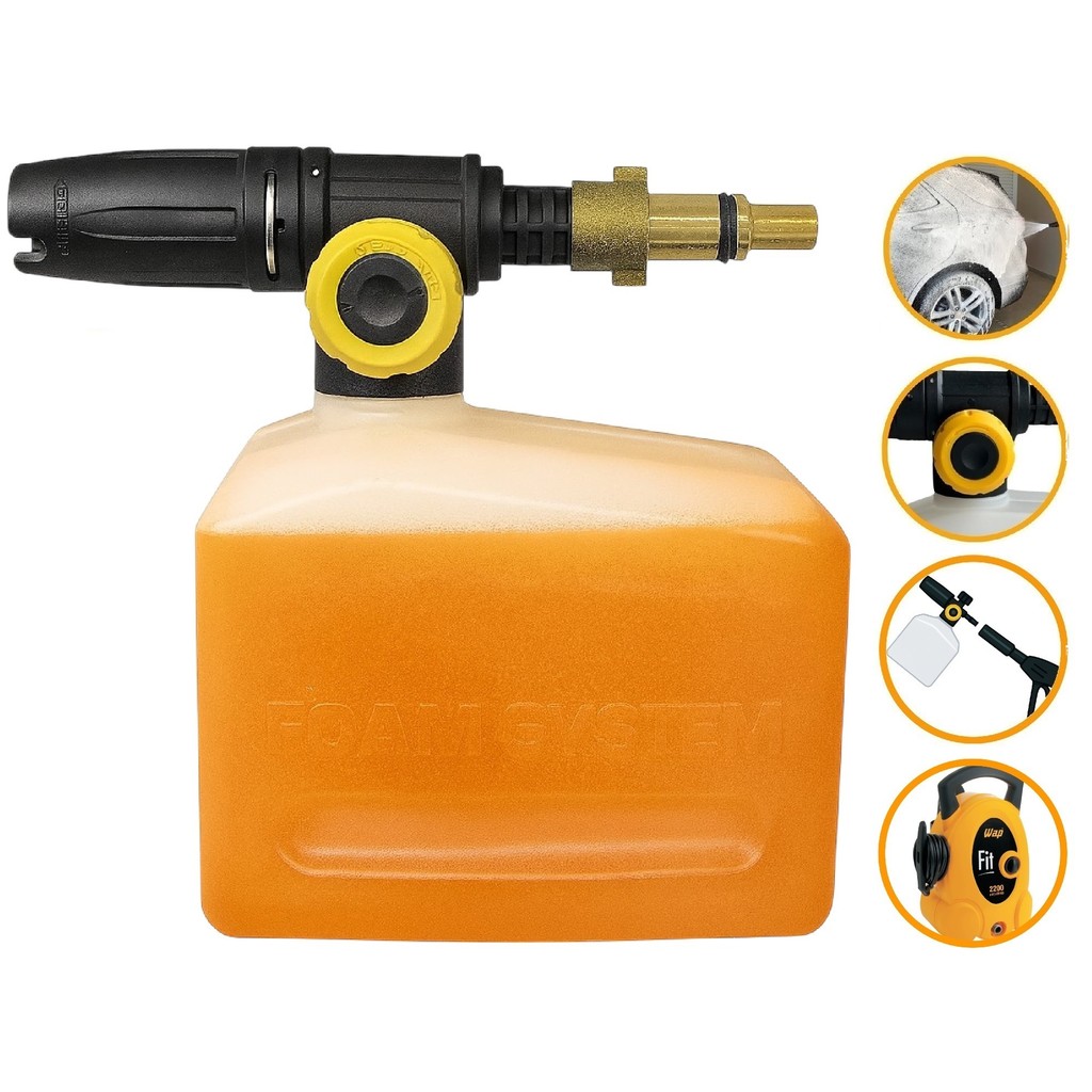 Canhão Espuma Snow Foam Difusor Aplicador Detergente Espuma Wap Fit 2200 Lavadora Alta Pressão