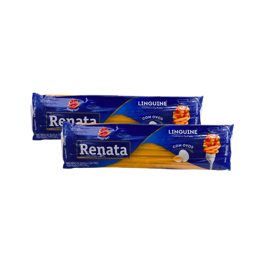 Macarrão Linguine com Ovos 500g Renata - Kit com 2 Unidades Massa de Sémola com Ovos