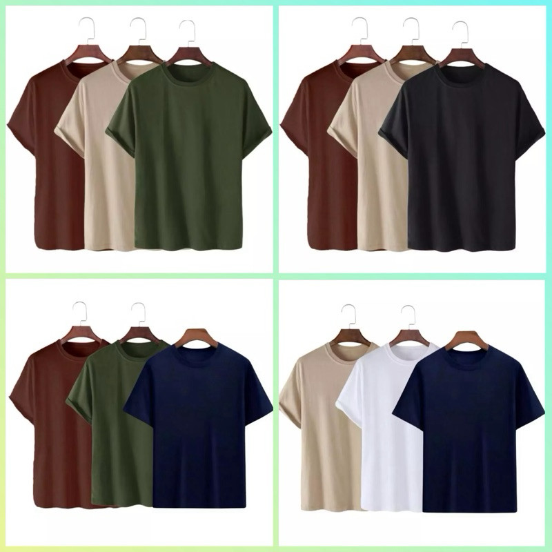 KIT 3 CAMISETAS BÁSICAS  MASCULINA/FEMININA– DIVERSAS CORES