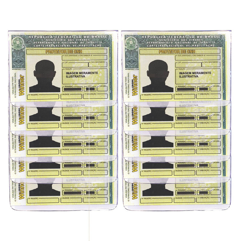 10 Peças Case Acrilico Porta CNH Protetor Documento Habilitação Resistente Anti Impactos New