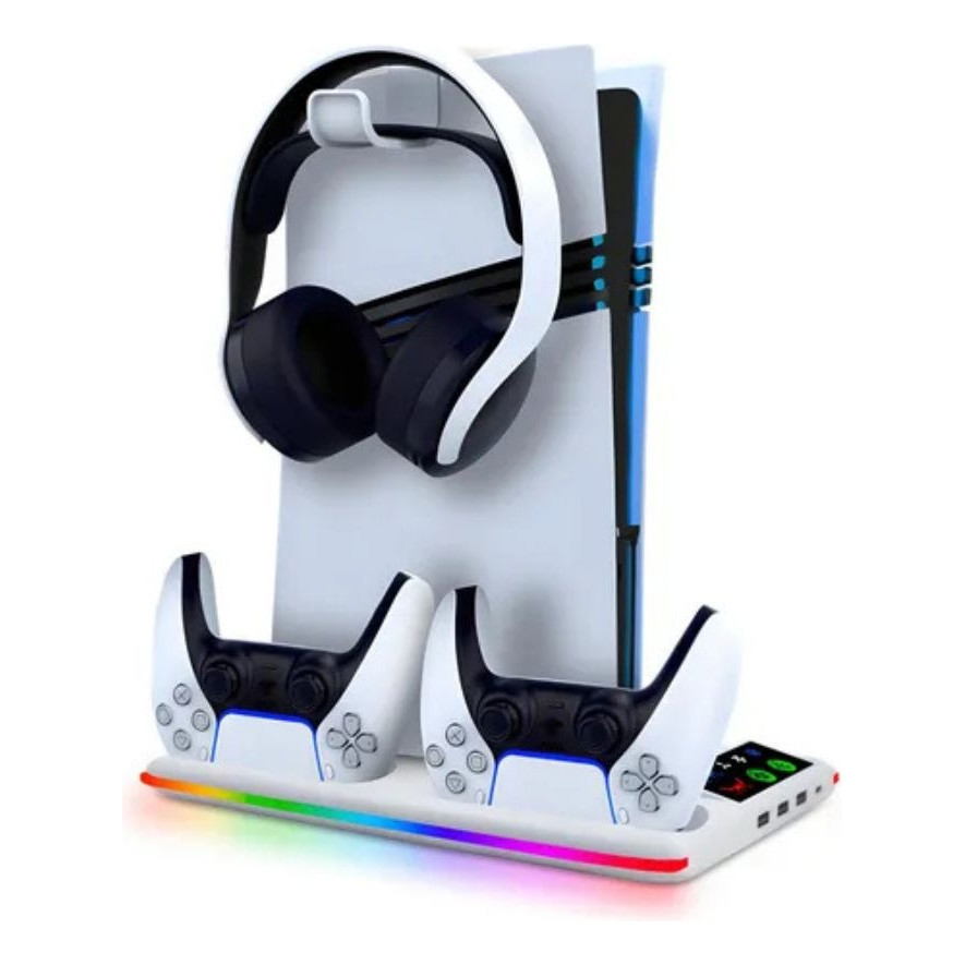 Base Cooler Para Ps5 Pro Slim Fat Suporte Dock Controles Led