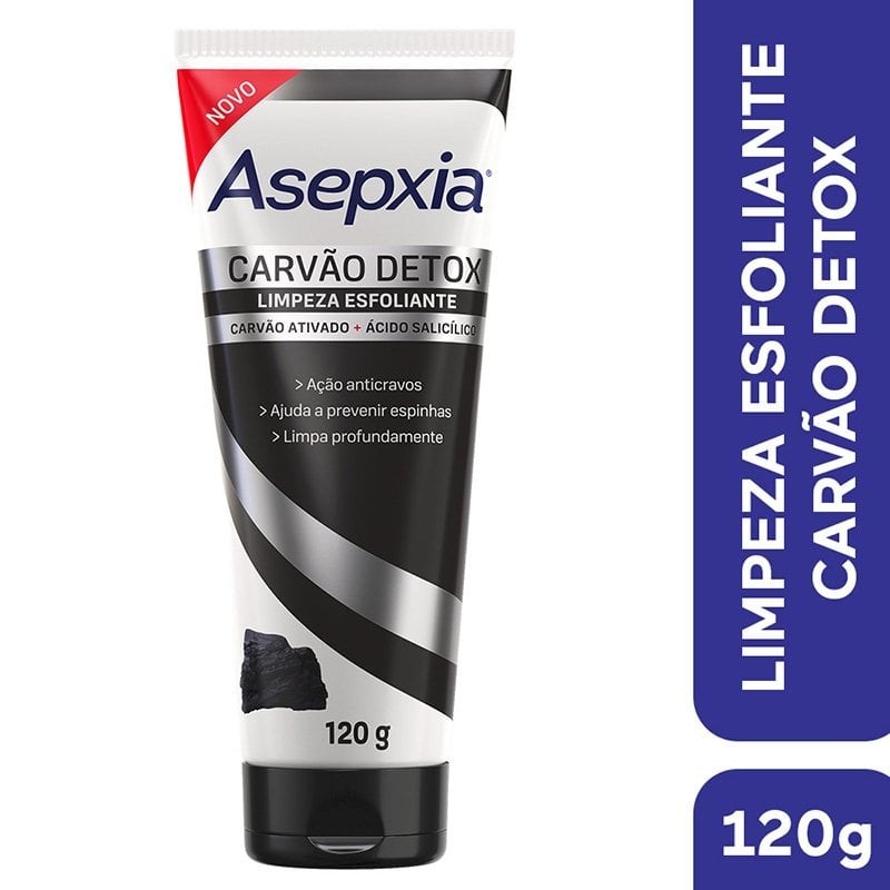 Esfoliante Facial Asepxia Carvão Detox com 120g em Oferta na Shopee