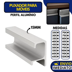 Puxador Perfil De Aluminínio Anodizado Para Móveis 15mm Gaveta Armário Varios Tamanhos