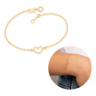 Pulseira Rommanel Coração Vazado 551674 Comprimento 19 Cm ajustável a 18 cm original