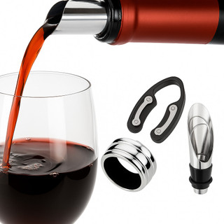 Kit Vinho 3 Peças Acessórios Abridor Dosador Anel Corta-gota