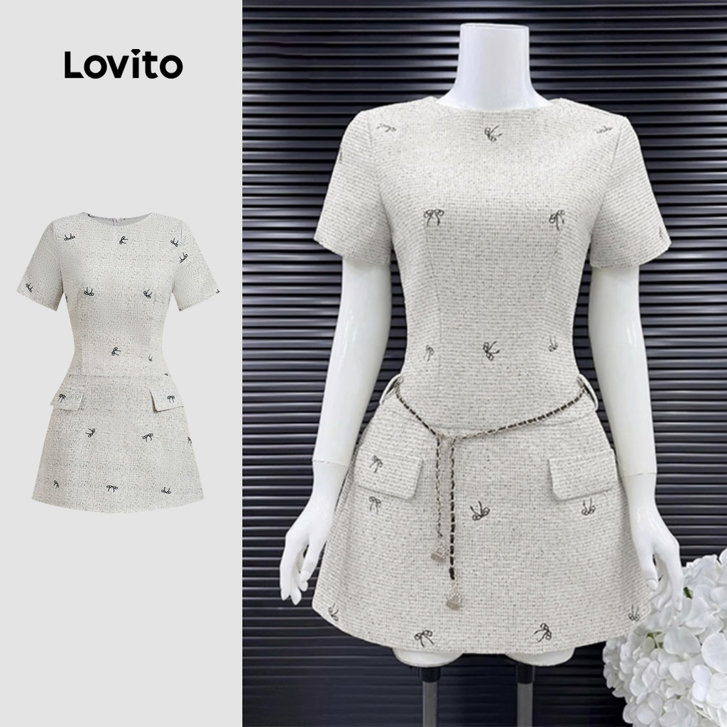 (New) Lovito Vestido Fofo com Laço Primavera/verão Leve Caqui para Mulheres L144AD161 em Oferta na Shopee
