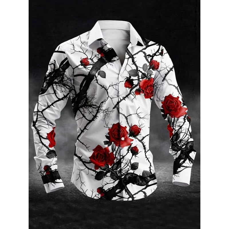 Requintado Padrão Gradiente Camisas Havaianas Para Homens Luxo Impressão 3D Blusa Casual Solto Manga Longa Lapela Botão — imagem 2 de 2