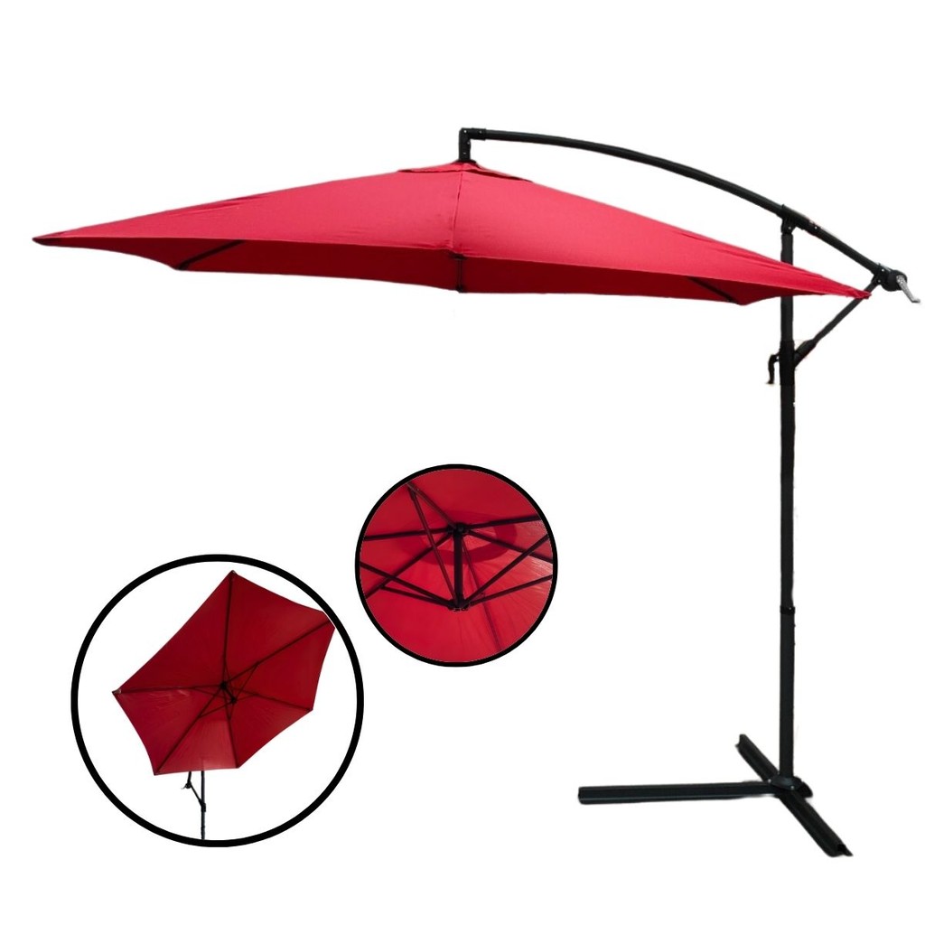 Ombrelone Suspenso 3,0m Em Alumínio Importway Bordô em Oferta na Shopee