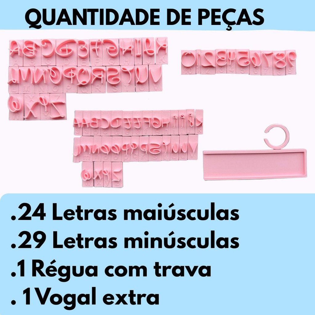 Carimbo Marcador Alfabeto Mundo Mágico com Letras, Números e Régua para Doces, Massas e Biscuit — imagem 2 de 2