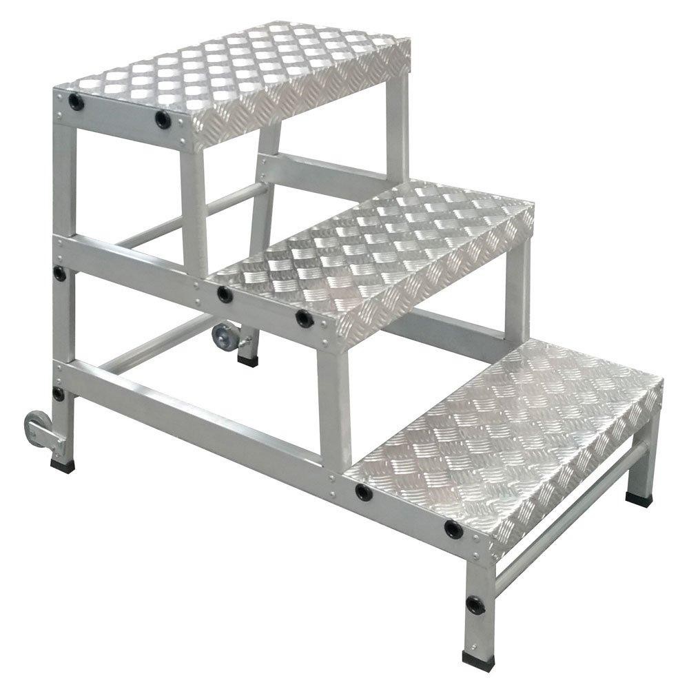 Escada Banqueta 3 Degraus Prof Até 250kg Alumínio - Escaleve