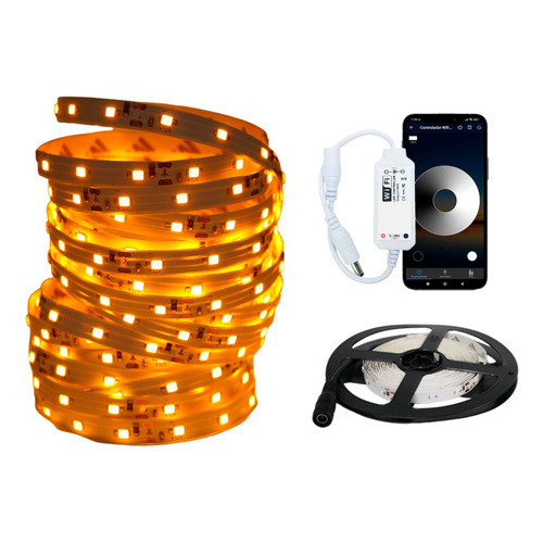 Fita Led 2835 Âmbar Laranja Ip20 12v Controle Wifi App Alexa