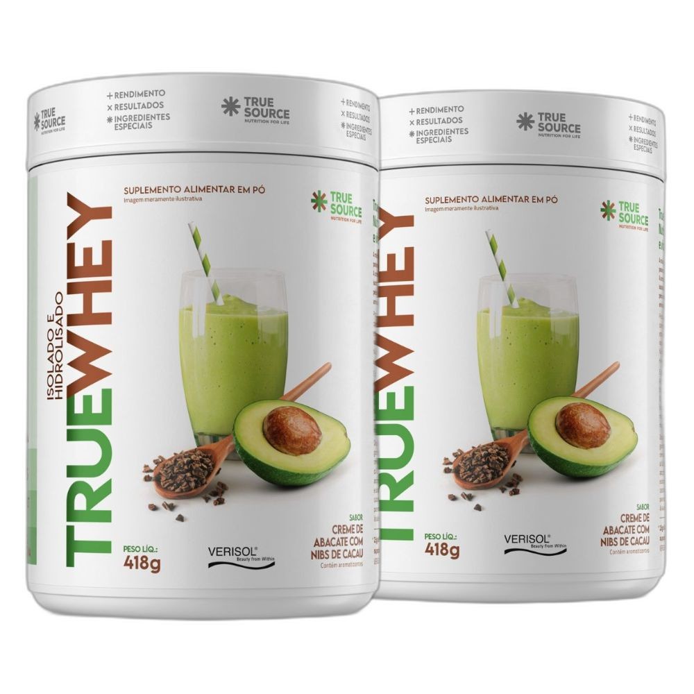 Kit 2 Whey Protein Isolado Abacate Cacau 418g True Source