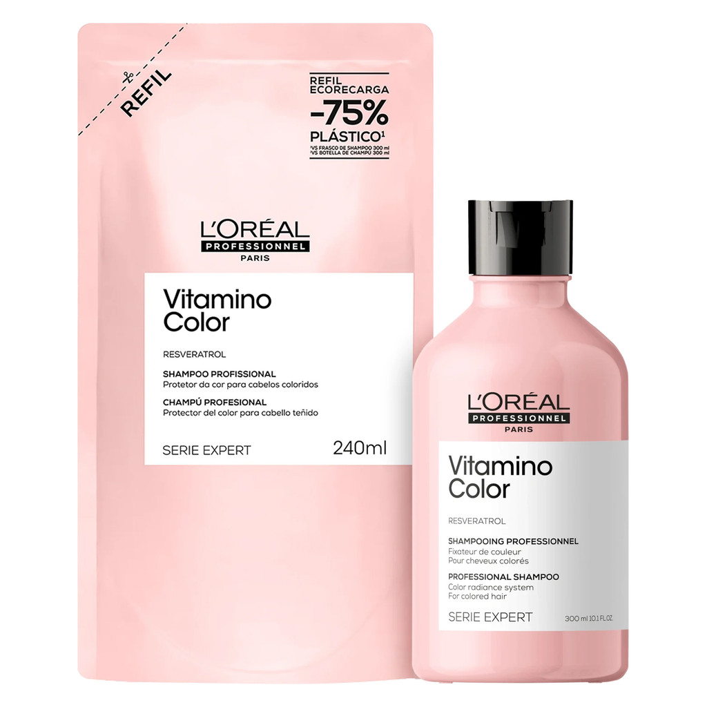 KIT REFIL + SHAMPOO VITAMINO COLOR LORÉAL PROFESSIONNEL SERIE EXPERT em Oferta na Shopee