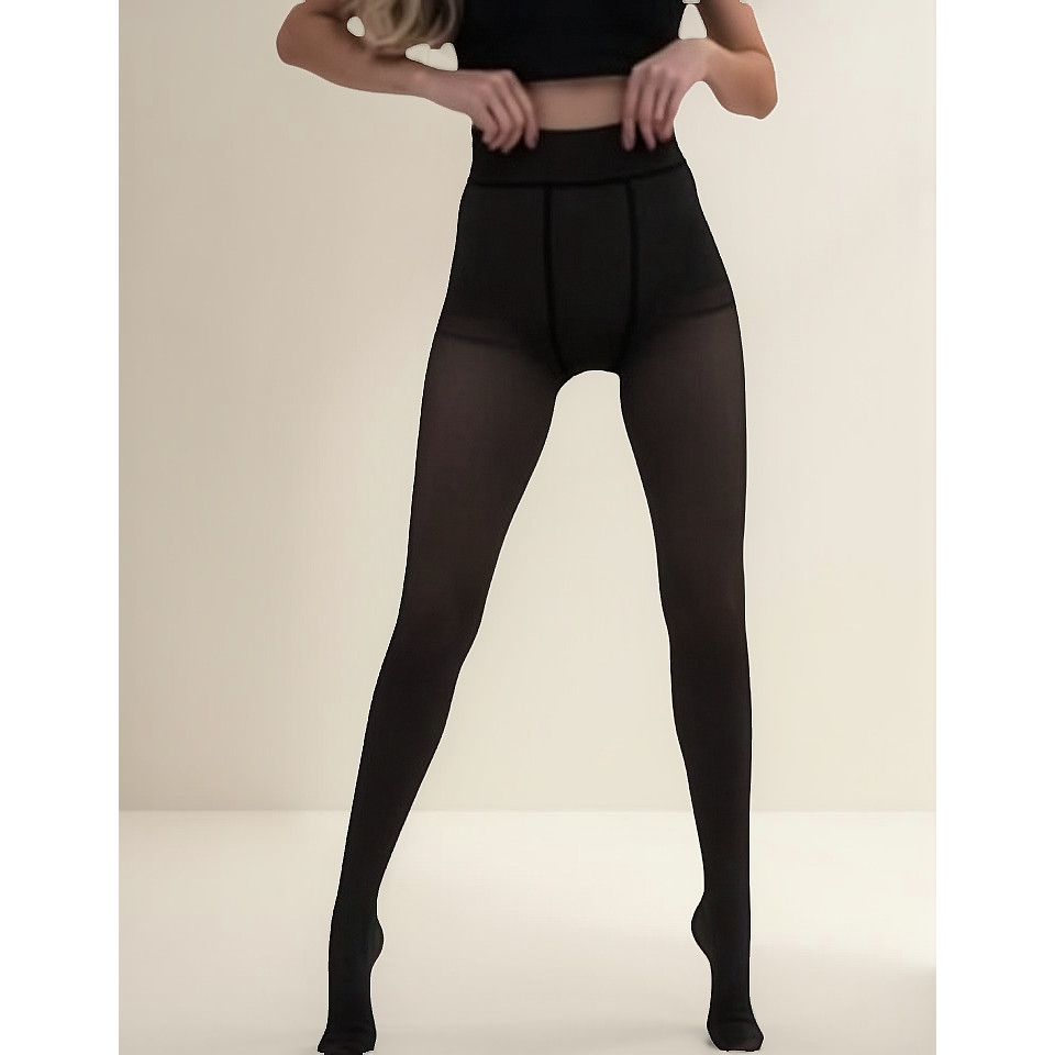 Meia Calça Térmica De Lã Peluciada Modeladora Forrada Com Pé