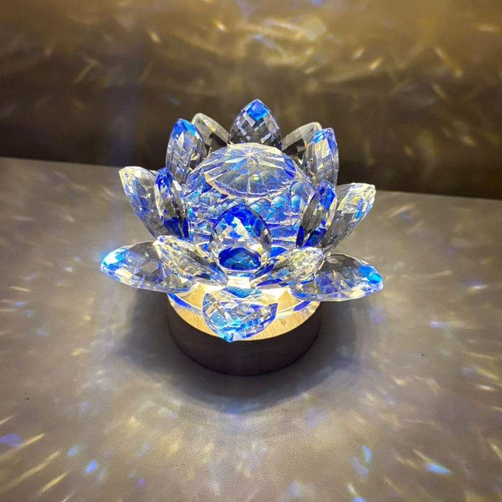 Luminária De Mesa Flor De Lótus De Cristal Led Colorida ou branco USB