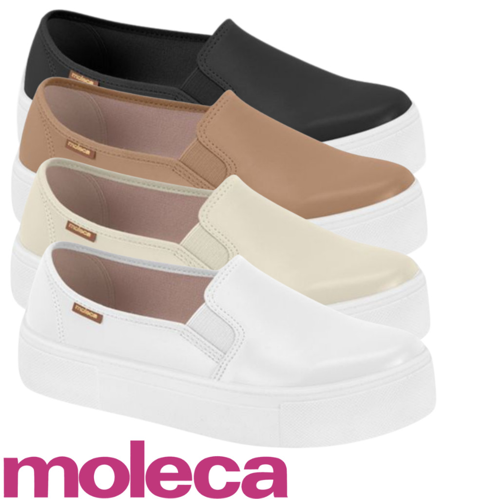 Tênis Moleca Feminino Slip On Flatform Sem Cadarço Baixo Moda Mulher