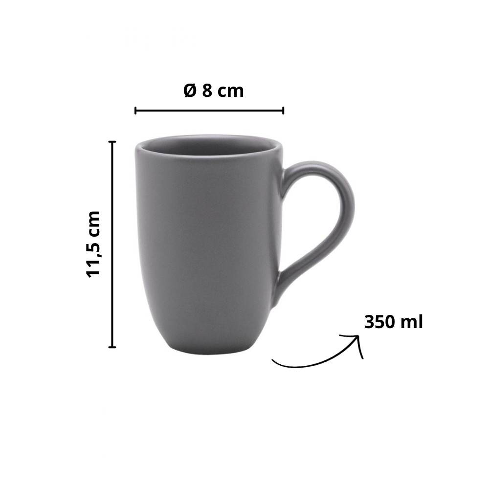 Caneca De Cerâmica 350ml Flat Chumbo Acetinado - Oxford Original — imagem 2 de 2