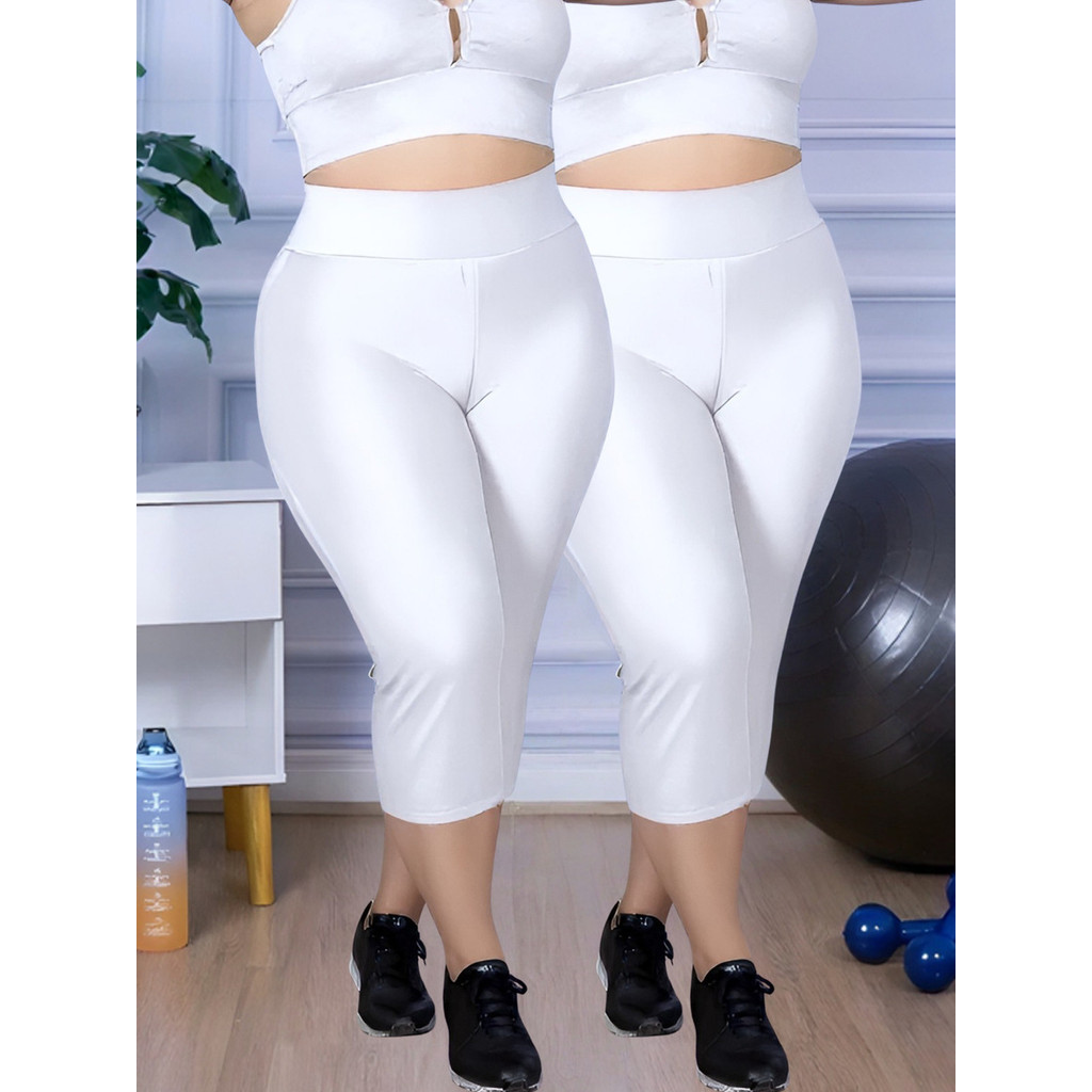 Kit 2 Calça Corsário Suplex Plus Size G1 G2 G3 G4 Fitness Cintura Alta em Oferta na Shopee