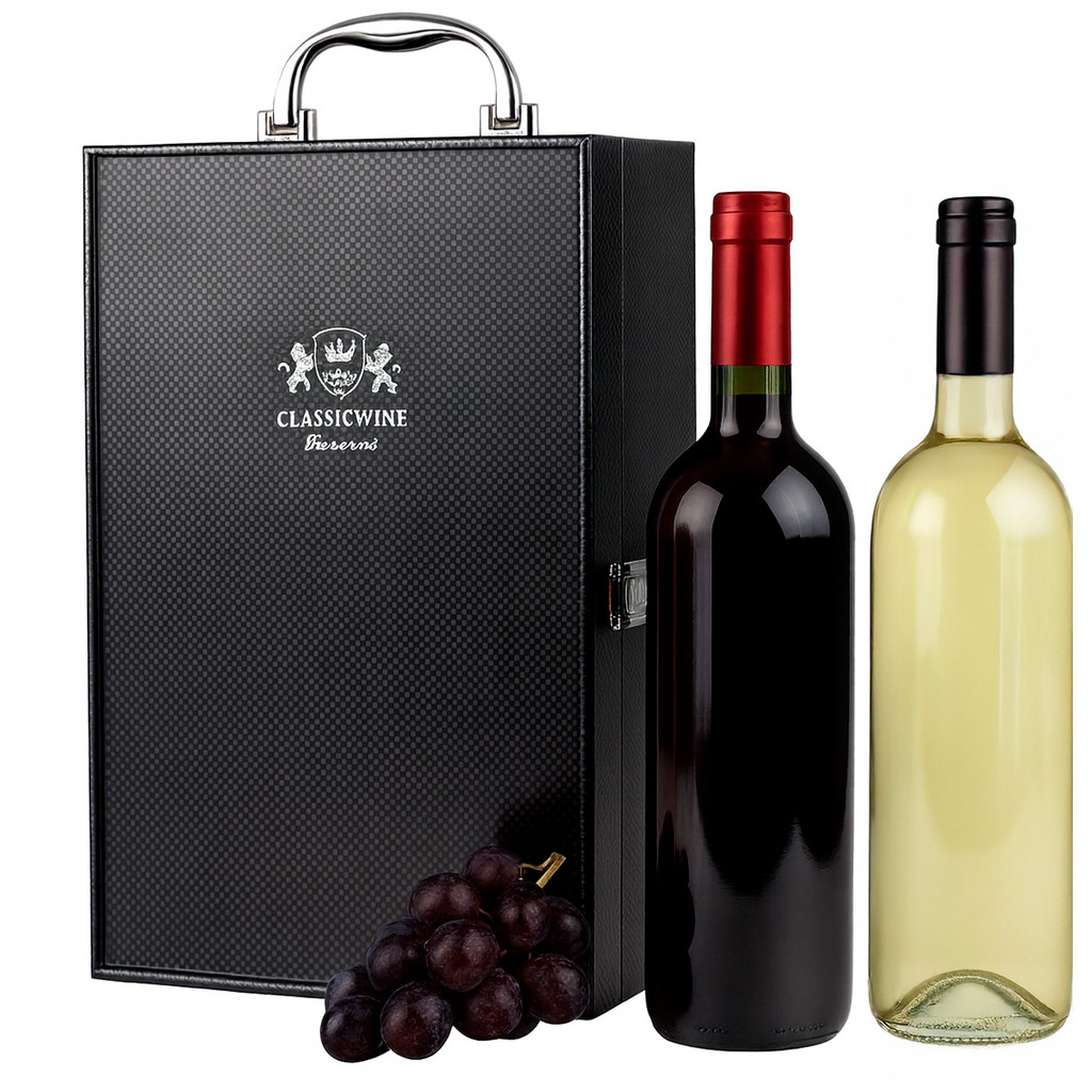 Maleta Porta Vinho Caixa Transporte Para Duas Garrafas Modelo Fibra de Carbono