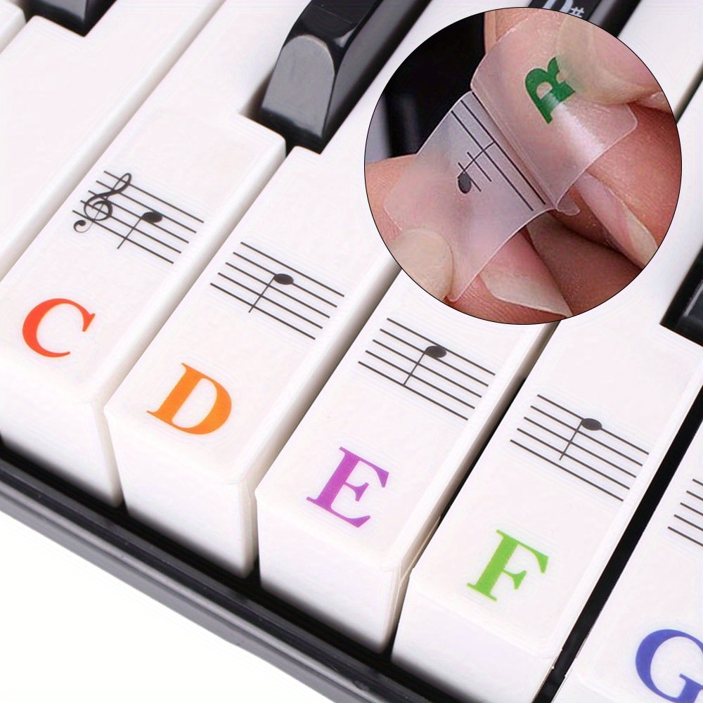 Adesivo De Notas Musicais Teclado Piano Até 88 Teclas Aprendiz Removível