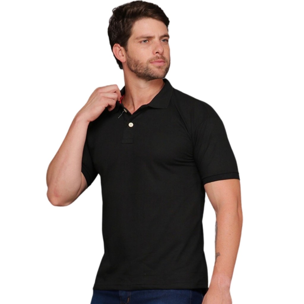 Camisa Polo Masculina Básica Manga Curta Algodão Camiseta