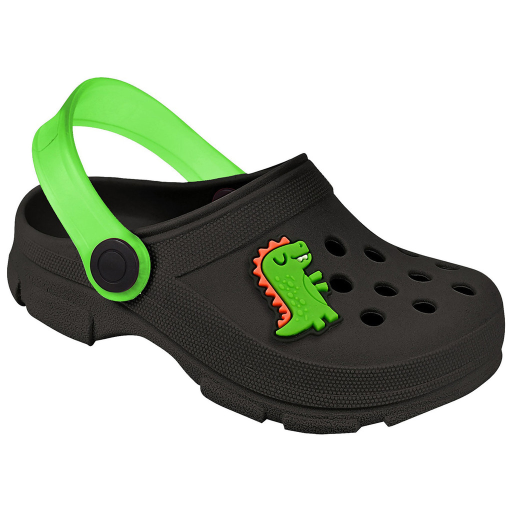 Babuche Infantil Dinossauro Preto Roar Dino Leve Sandália Chinelo