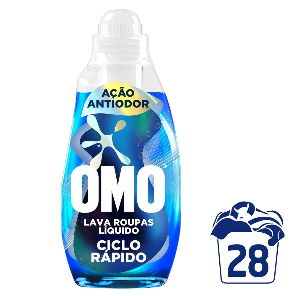 Lava-Roupas Líquido Omo Ciclo Rápido Ação Antiodor Frasco 1,4l em Oferta na Shopee