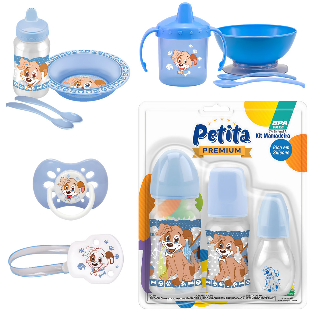 Kit Refeição Infantil tijelinha 3 Mamadeiras Copo e Chupeta