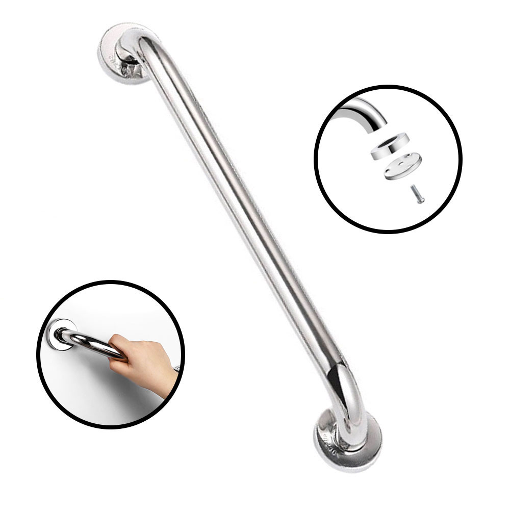 Barra Alça Apoio Corrimão Segurança Banheiro Inox Kit 60Cm Suporte Pegador Acessibilidade Idoso