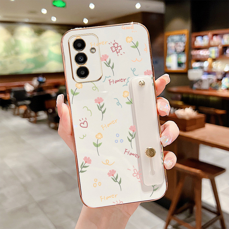 Capa Para Samsung Galaxy A56 A36 A26 M14 M34 M54 M23 M52 M55 C55 F34 F23 5G M13 F13 4G Tela Cheia Flor Alça De Pulso Sup