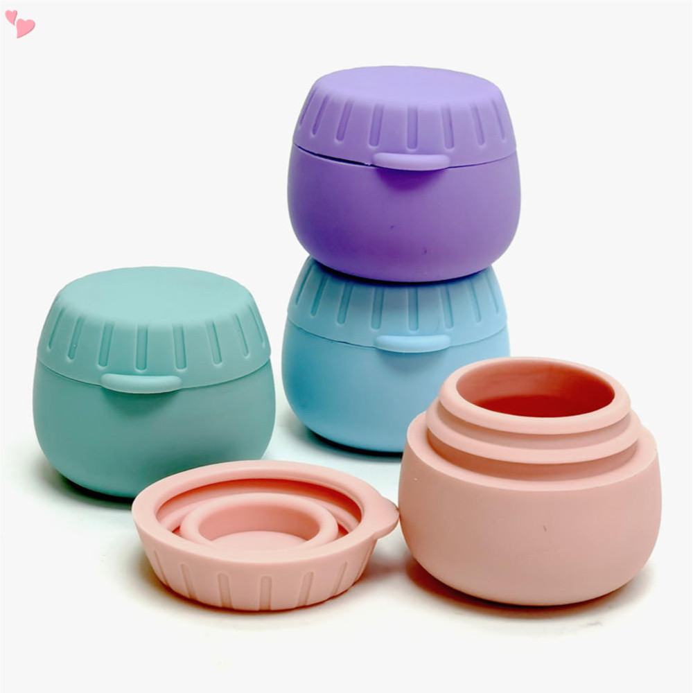 Frasco De Creme De Silicone Com Tampas Seladas Estojo Para Brincos De Comprimidos Kit De Recipientes Cosméticos De Viagem Tamanho De Amostra , Bálsamos , Loções , Condicionador E Cremes