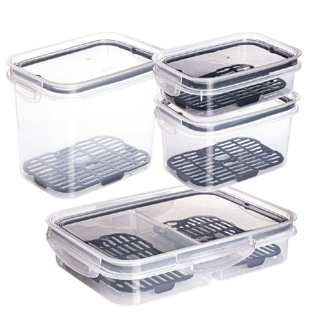 Kit 4 Potes Herméticos para Organizar a Geladeira