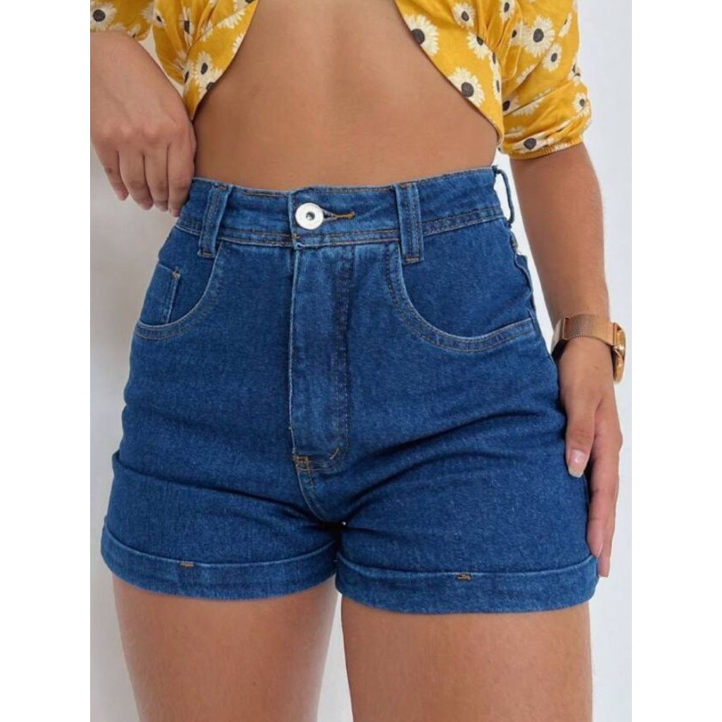 Short Jeans Feminino Cintura alta