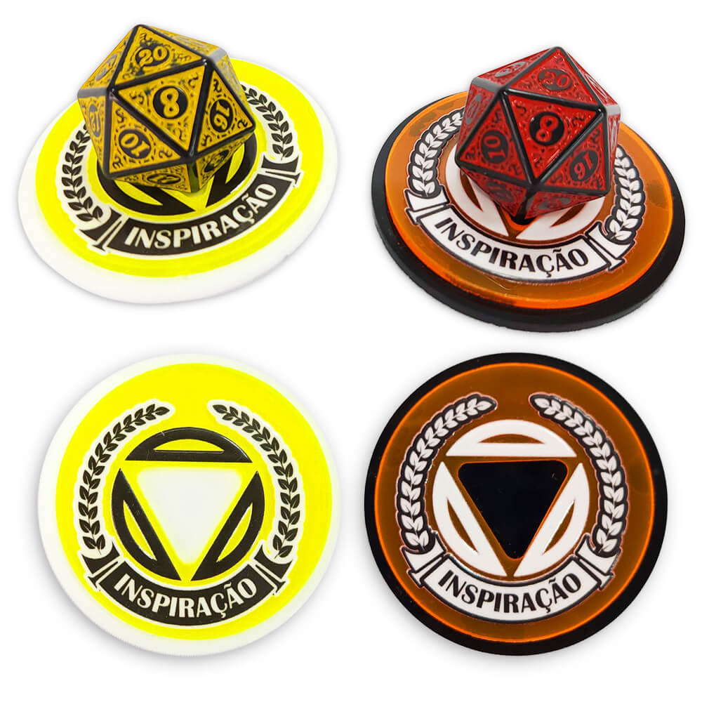 Kit 2 Tokens RPG Inspiração D&D Marcadores para usar com D20 Acessório do Jogador Dungeons and Dragons