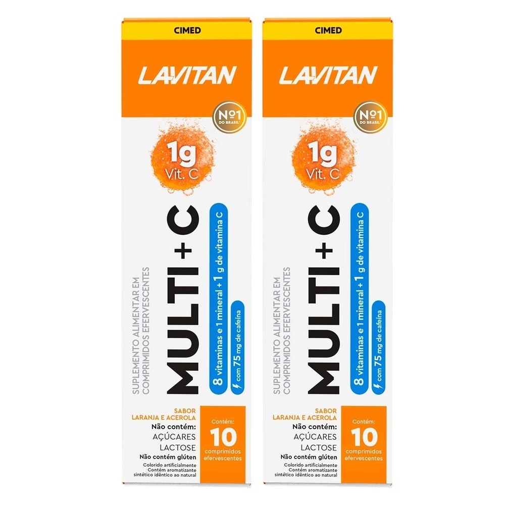 Kit 2 und Lavitan Multi+C 10 cpr Sabor Laranja e Acerola 1g em Oferta na Shopee