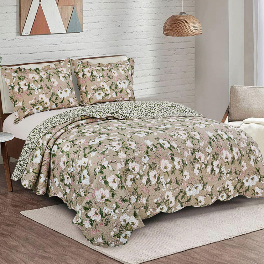 Colcha Cobre Leito Queen 3 Peça Dupla Face Estampada Camesa - BF Casa