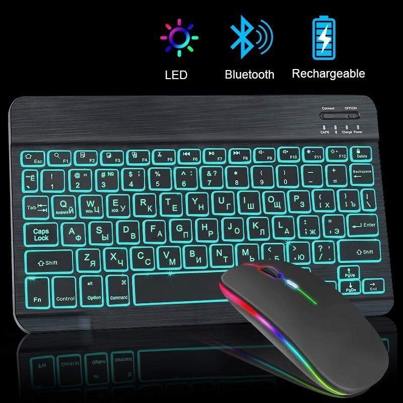 Teclado Sem Fio Bluetooth Mini 10 Polegadas Para RGB Retroiluminado Recarregável em Oferta na Shopee