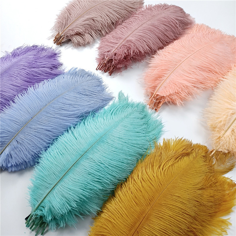 10Pcs Penas Coloridas De 35-40cm De Avestruz Para Artesanato Peças De Mesa De Decoração De Carnaval Pluma Vasos Acessórios