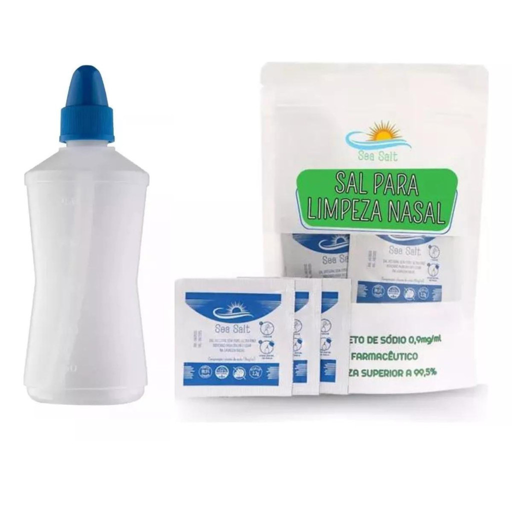 Soro Fisiológico Pó Kit 60 + Frasco Higienizador Nasal 250ml