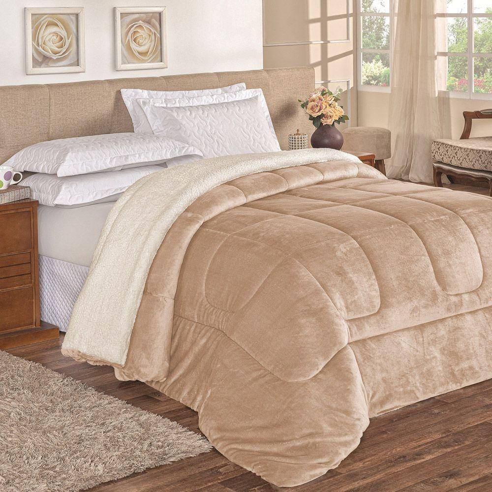 Coberdrom Casal King E Manta 1 Peça Cáqui em Oferta na Shopee