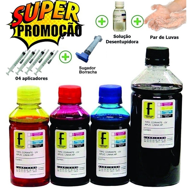 650ml Kit Tinta Recarga Cartucho 667 667xl Compatível com Impressora HP 2776 2376 6476 + Sugador