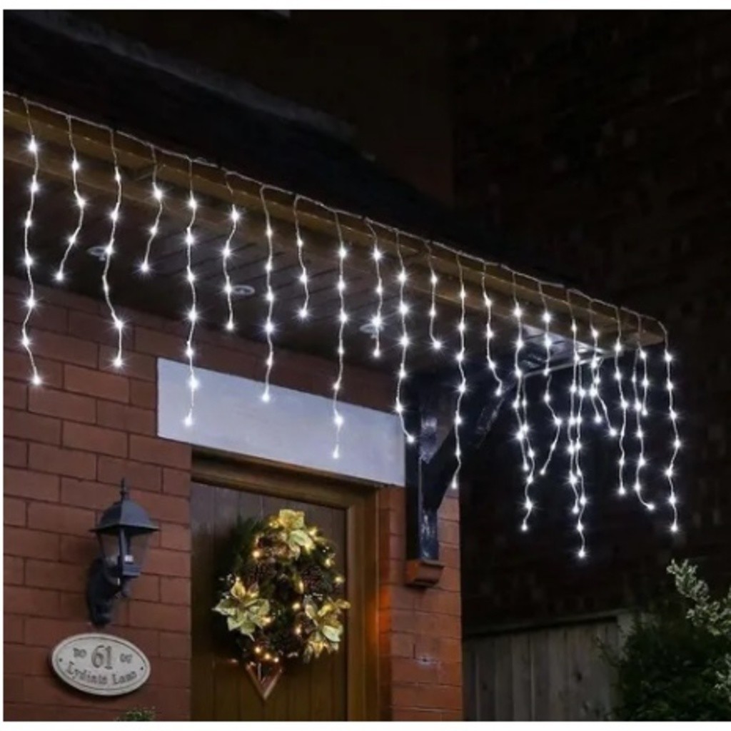 Cascata de Led 8 Funções 2,3 Metros 100Leds 127V/110V Decoração Natalina Luzes Pisca Led Natal Iluminação