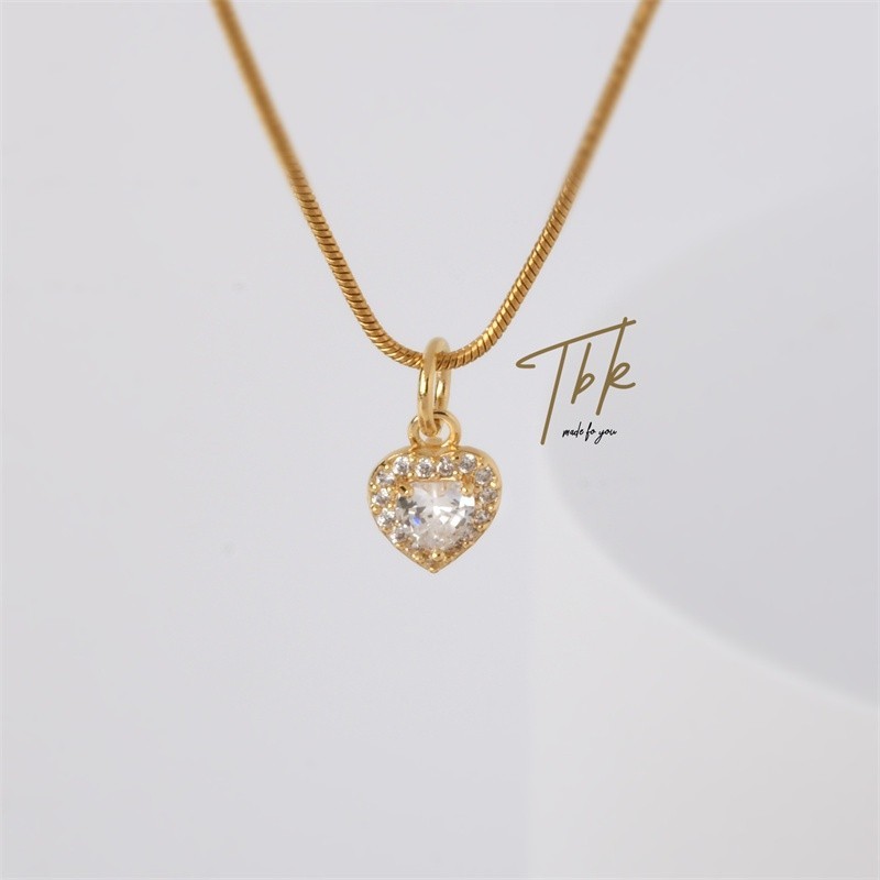 18K Gold Cubic Zirconia Heart Pendant Necklace Acessórios Para Mulheres Hipoalergênicos 146N