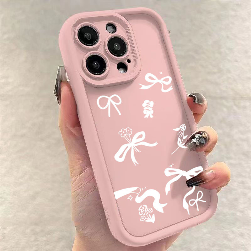 Capa De Telefone Macia De Silicone Para Realme C63 C65 C67 Note 60 50 C53 C55 C35 C51 C15 5i C21Y C11 C25 C25Y C20 5S C20A C17 C33 C30 9i 8 8i 6i 5 7i C31 C21 Flores Românticas Bowknot