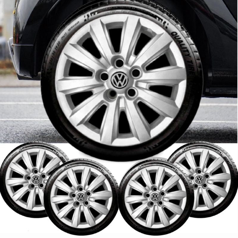 Jogo 4 Calota Volkswagen Fox / SpaceFox/ Polo Aro 14 Com Emblemas