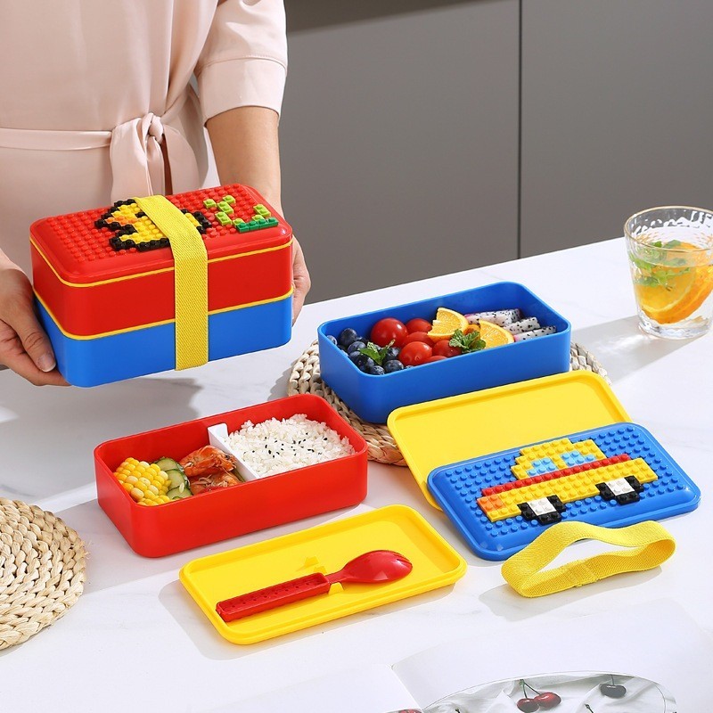 Lancheira Marmita Bento Box Bloco Lego 2 Andares