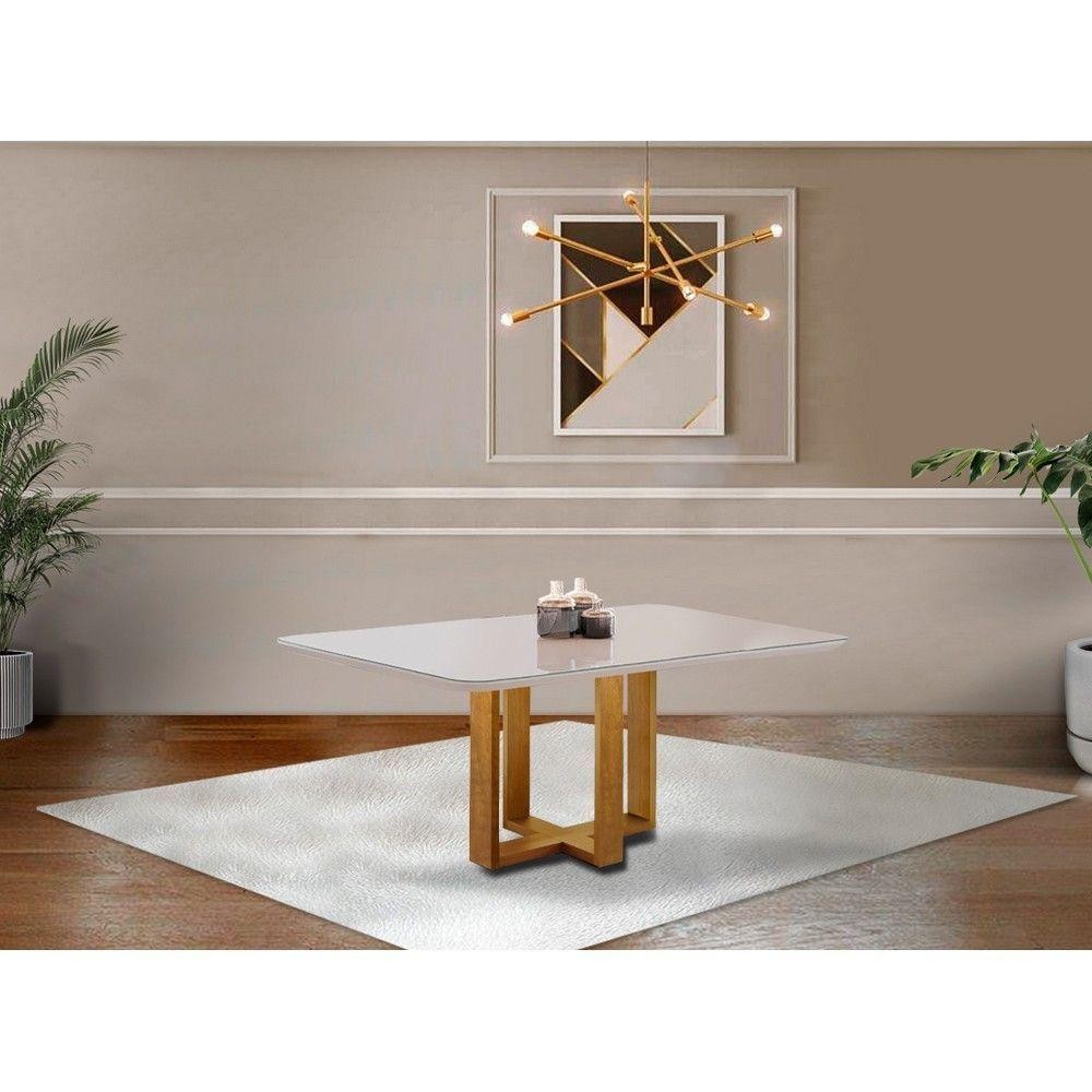 Mesa De Jantar 4 Lugares Lisy Com Tampo De Vidro 120cm em Oferta na Shopee