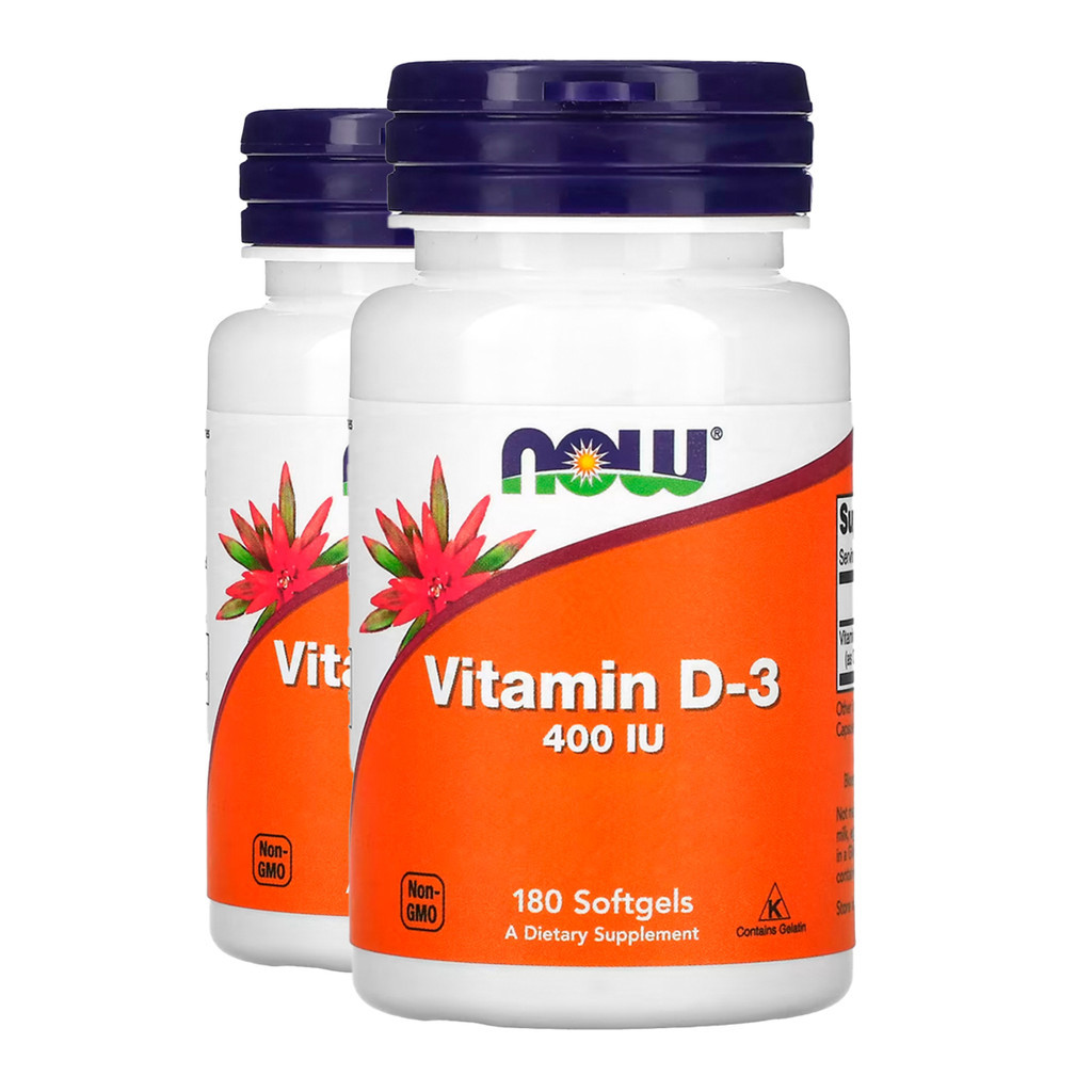 Kit 2x Vitamina D-3 Now Foods 400 IU 180 Cáps Softgels Importado/Made in Usa