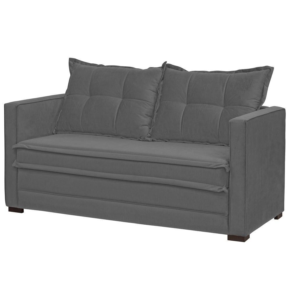 Sofá Cama Casal Articulável 2 Lugares Londres Suede Cinza Escuro - D'Monegatto em Oferta na Shopee