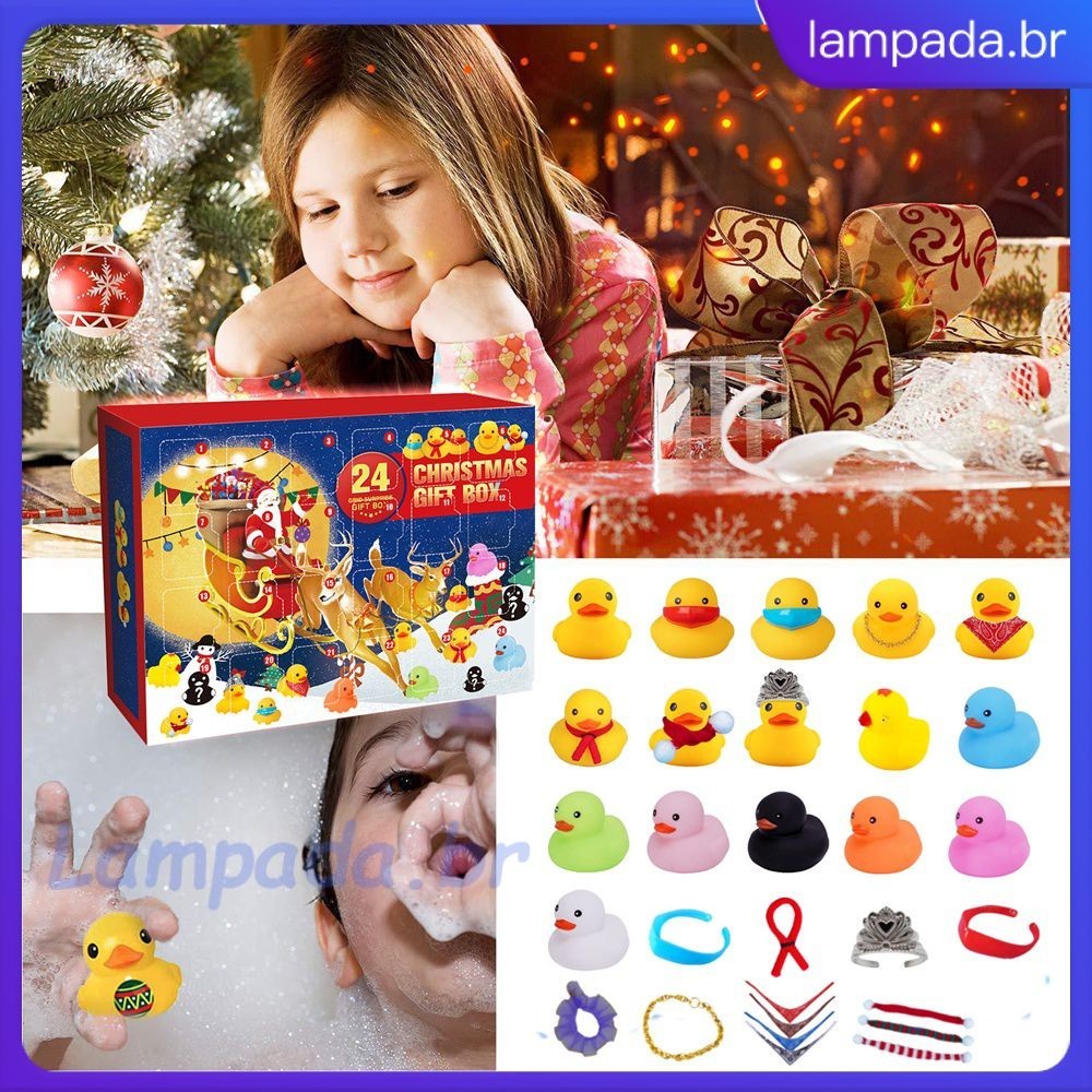 Calendário De Natal Pato Amarelo Brinquedo Presente De Natal Para Crianças Decoração De Natal Acessórios Caixa Surpresa Lampada_br